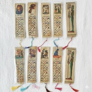 Egyptian 10 Bookmarks Papyrus Party Gifts Hyroglyphic Alphabet Pharoh King Queen